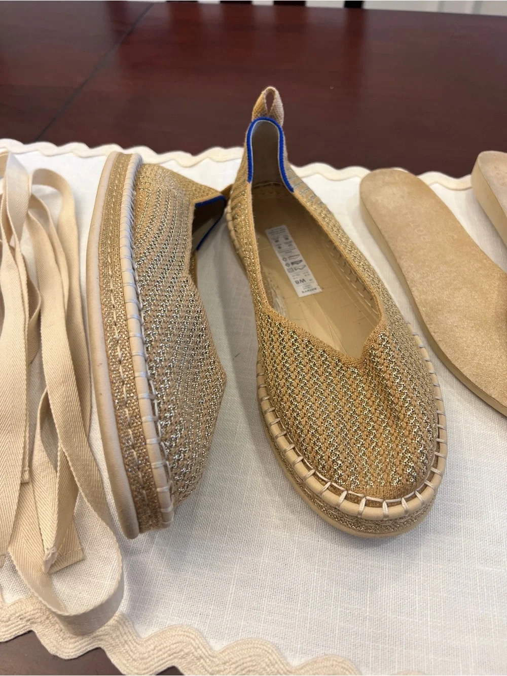 Rothy's Gold Knit Espadrille Slip-On Flats Woman’s 8